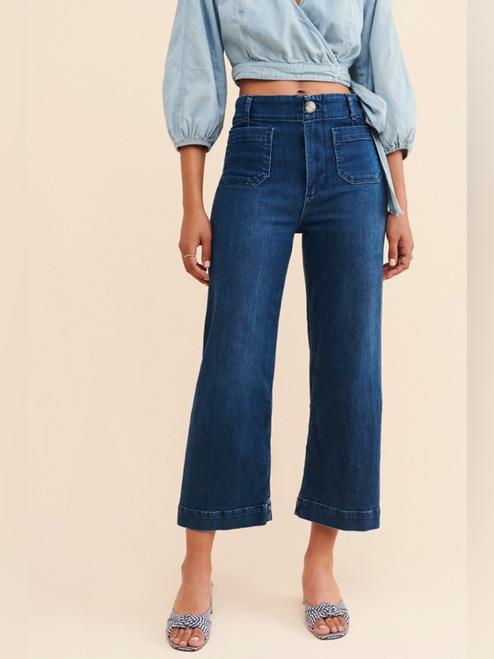 Pilcro Anthropologie The Skipper Cropped Wide Leg Jeans Dark Wash Size 25